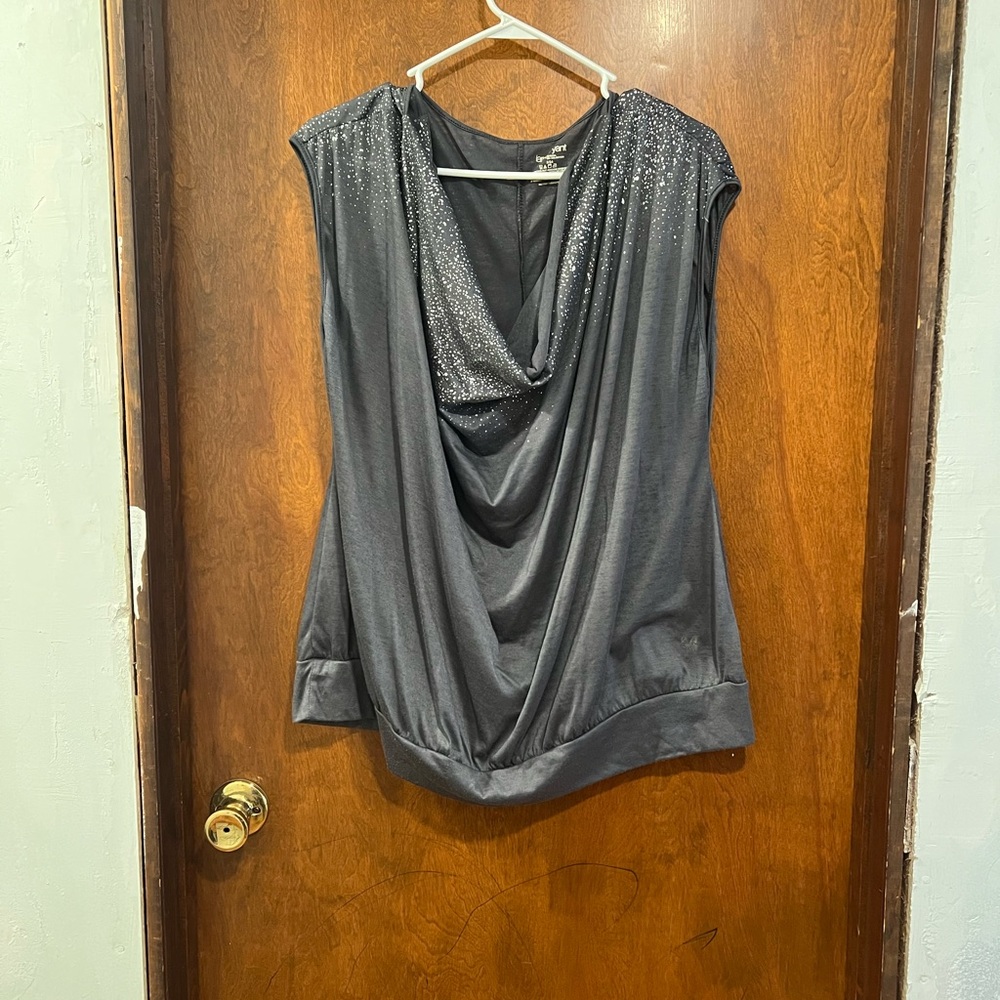 Lane Bryant Charcoal Cowl Neck Blouse